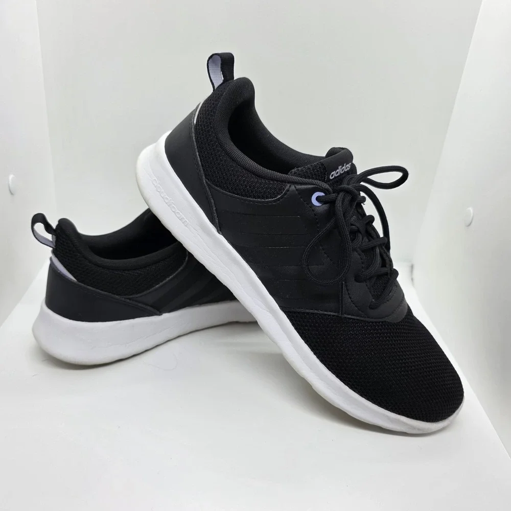 adidas QT Racer 2.0 Cloudfoam Shoes Black White Men's Size 9 H00548
